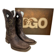 Bota Texana Masculina Durango Couro Prime Med Dog 2 Bico Quadrado Cost Gel REF: 1220242121G2L