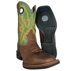 Bota Texana Masculina Durango Couro Red Dog Havana Oliva Bordado Laranja Solado Cost Gel Preto Ref 120126G2P