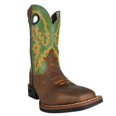 Bota Texana Masculina Durango Couro Red Dog Havana Oliva Bordado Laranja Solado Cost Gel Preto Ref 120126G2P