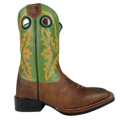 Bota Texana Masculina Durango Couro Red Dog Havana Oliva Bordado Laranja Solado Cost Gel Preto Ref 120126G2P