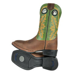 Bota Texana Masculina Durango Couro Red Dog Havana Oliva Bordado Laranja Solado Cost Gel Preto Ref 120126G2P