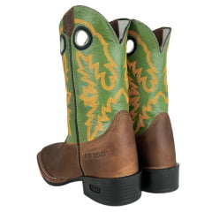 Bota Texana Masculina Durango Couro Red Dog Havana Oliva Bordado Laranja Solado Cost Gel Preto Ref 120126G2P