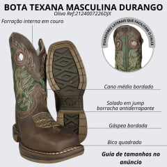 Bota Texana Masculina Durango Couro Red Dog Oliva Solado Diamond Jump Ref 2124007226DJX