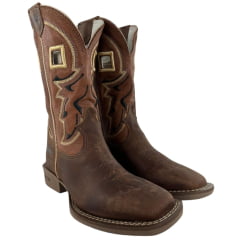 Bota Texana Masculina Durango Marrom Bordado Preto E Dourado Solado Gel