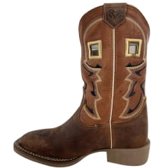 Bota Texana Masculina Durango Marrom Bordado Preto E Dourado Solado Gel