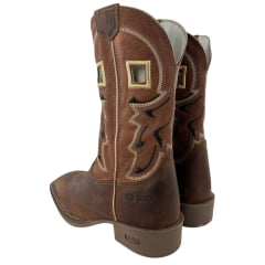 Bota Texana Masculina Durango Marrom Bordado Preto E Dourado Solado Gel