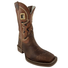 Bota Texana Masculina Durango Marrom Bordado Preto E Dourado Solado Gel