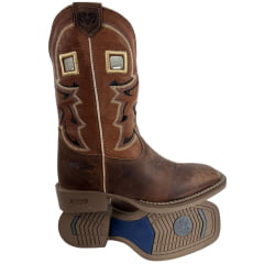 Bota Texana Masculina Durango Marrom Bordado Preto E Dourado Solado Gel