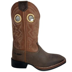 Bota Texana Masculina Durango Marrom Bordado Solado Flex Bico Quadrado
