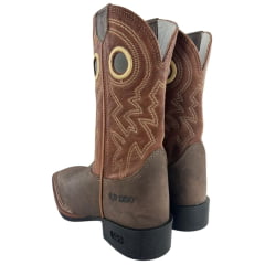 Bota Texana Masculina Durango Marrom Bordado Solado Flex Bico Quadrado