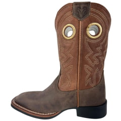 Bota Texana Masculina Durango Marrom Bordado Solado Flex Bico Quadrado