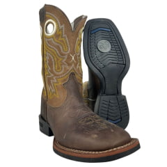 Bota Texana Masculina Durango Marrom Cano Bordado Branco E Amarelo Bota Texana Masculina Durango Marrom Cano Bordado Branco E Amarelo