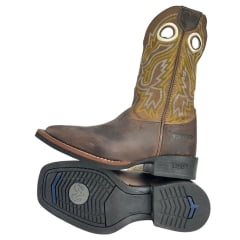 Bota Texana Masculina Durango Marrom Cano Bordado Branco E Amarelo
