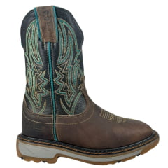 Bota Texana Masculina Durango Marrom Cano Bordado Verde Solado Work