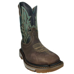 Bota Texana Masculina Durango Marrom Cano Bordado Verde Solado Work