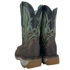 Bota Texana Masculina Durango Marrom Cano Bordado Verde Solado Work