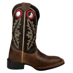 Bota Texana Masculina Durango Marrom Cano Marrom Escuro Bordado