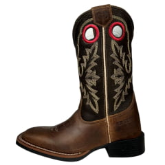 Bota Texana Masculina Durango Marrom Cano Marrom Escuro Bordado