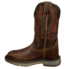 Bota Texana Masculina Durango Marrom Cano Marrom Escuro Bordado Vermelho Solado Work