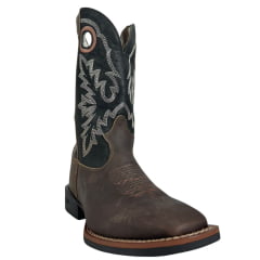 Bota Texana Masculina Durango Marrom Cano Preto Bordado Branco