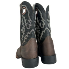 Bota Texana Masculina Durango Marrom Cano Preto Bordado Branco