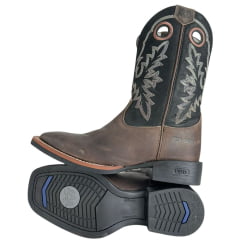 Bota Texana Masculina Durango Marrom Cano Preto Bordado Branco