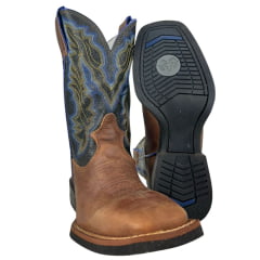 Bota Texana Masculina Durango Marrom Cano Preto Com Azul Bota Texana Masculina Durango Marrom Cano Preto Com Azul