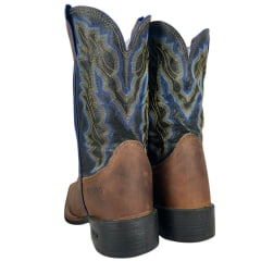 Bota Texana Masculina Durango Marrom Cano Preto Com Azul