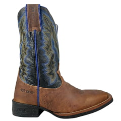 Bota Texana Masculina Durango Marrom Cano Preto Com Azul