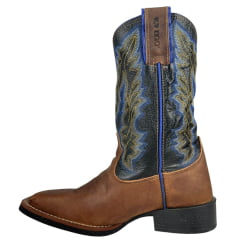 Bota Texana Masculina Durango Marrom Cano Preto Com Azul