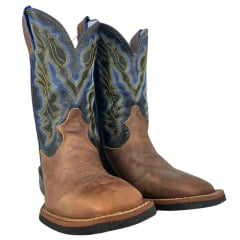 Bota Texana Masculina Durango Marrom Cano Preto Com Azul