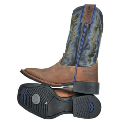 Bota Texana Masculina Durango Marrom Cano Preto Com Azul