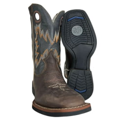 Bota Texana Masculina Durango Marrom Cano Preto Com Bordado Cinza E Laranja Bota Texana Masculina Durango Marrom Cano Preto Com Bordado Cinza E Laranja