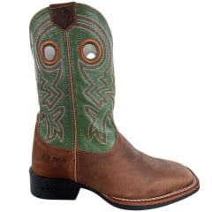 Bota Texana Masculina Durango Marrom Cano Verde Com Bordado Bronze