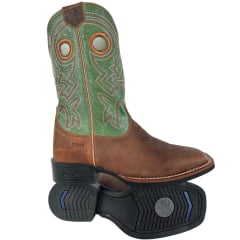 Bota Texana Masculina Durango Marrom Cano Verde Com Bordado Bronze