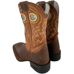 Bota Texana Masculina Durango Marrom Com Cano Bordado Amarelo