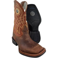 Bota Texana Masculina Durango Marrom Com Cano Bordado Amarelo