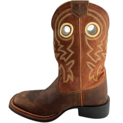 Bota Texana Masculina Durango Marrom Com Cano Bordado Amarelo