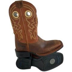 Bota Texana Masculina Durango Marrom Com Cano Bordado Amarelo