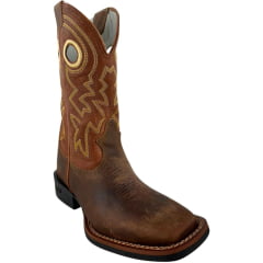 Bota Texana Masculina Durango Marrom Com Cano Bordado Amarelo