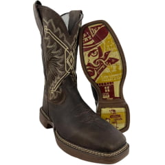 Bota Texana Masculina Durango Marrom Solado Desenhado Saloon White Mustang Bota Texana Masculina Durango Marrom Solado Desenhado Saloon White Mustang