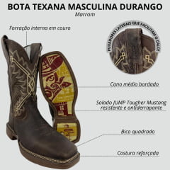 Bota Texana Masculina Durango Marrom Solado Desenhado Saloon White Mustang