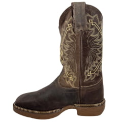 Bota Texana Masculina Durango Marrom Solado Desenhado Saloon White Mustang