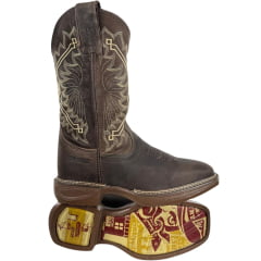 Bota Texana Masculina Durango Marrom Solado Desenhado Saloon White Mustang