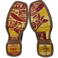 Bota Texana Masculina Durango Marrom Solado Desenhado Saloon White Mustang