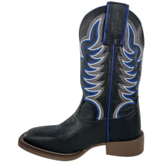Bota Texana Masculina Durango Preta Bordado Azul E Branco Solado Gel