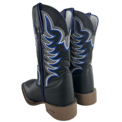 Bota Texana Masculina Durango Preta Bordado Azul E Branco Solado Gel
