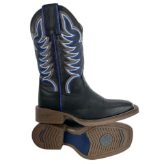 Bota Texana Masculina Durango Preta Bordado Azul E Branco Solado Gel