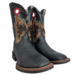 Bota Texana Masculina Durango Preta Cano Cinza Laranja