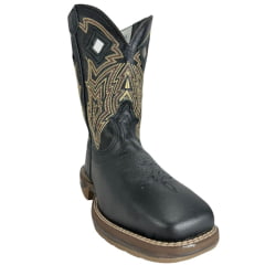 Bota Texana Masculina Durango Preta Com Bordado Marrom
